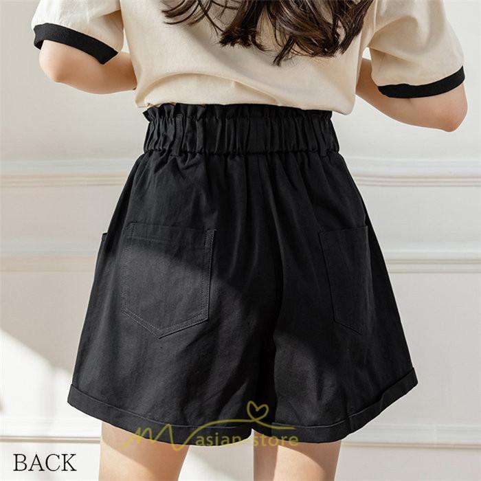 ショートパンツ | パンツ ハイウエスト 無地 美脚 カジュアル シンプル レディース 春 夏 新作 2022 ボトムス 韓国風 ゆったり ズボン 日常 短パン お出かけ