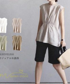 ｔシャツ・カットソー | Tシャツ ノースリーブ トップス 夏新作 レディース 夏 夏服 カットソー プルオーバー タンクトップ ゆったり 無地 40代 20代 30代 ギャザー 50代