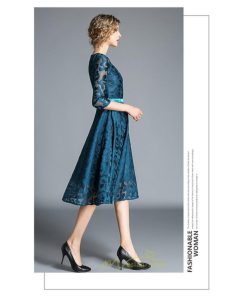 ミディアム | ワンピース ドレス 春物 夏服 膝丈ワンピース 二次会 パーティードレス ママ お呼ばれ 上品 レースワンピ エレガント フォーマル 30代 面接 七分袖 Aライン