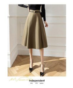 スカート | Aラインレディース 着痩せ 大人 カジュアル 秋冬コーデ 無地 40代 50代 大きいサイズ ひざ丈 膝丈 20代 ハイウエスト きれいめ 30代 大人