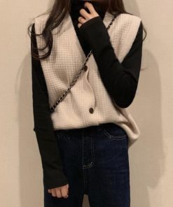 ニット・セーター | ジレ 開襟セーター ニットトップス おしゃれ Vネック 秋冬 ノースリーブ ニットベスト 袖なし 重ね着 レディース