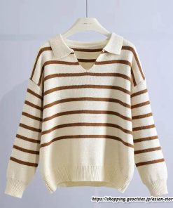 ニット・セーター | ニット カットソー セーター レディース トップス 秋冬 春 長袖 ニットセーター ボーダー ポロカラー プルオーバー 春秋 柔らかい 通学 ニットトップス 通勤