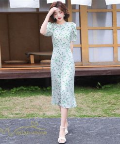 ミディアム | サマーワンピース レディース 着痩せ 半袖 花柄 ワンピース バックファスナー ワンピース 膝丈 ミディアムワンピース 上品 通勤通学 30代 上品 40代 お出かけ