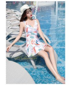 水着 | レディース ワンピース 体型カバー ママ オトナ女子 露出控えめ セクシー Vネック キャミソール 20代30代40代50代 リゾート プリント きれいめ カジュアル