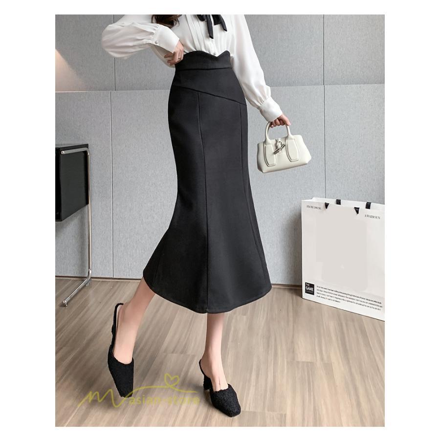 スカート | レディース フィッシュテール秋冬コーデ フレア AラインOL ビジネス カジュアル 大きいサイズ XL 20代 ラシャ 40代 上品 30代