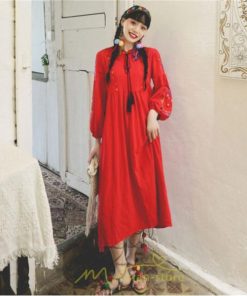 マキシ | ワンピース 夏秋 長袖 レディース ワンピ ロング 美シルエット ロングワンピ―ス 大人 花柄 刺繍 エスニック風 リゾート 綿麻 お出かけ リネン コットン 旅行