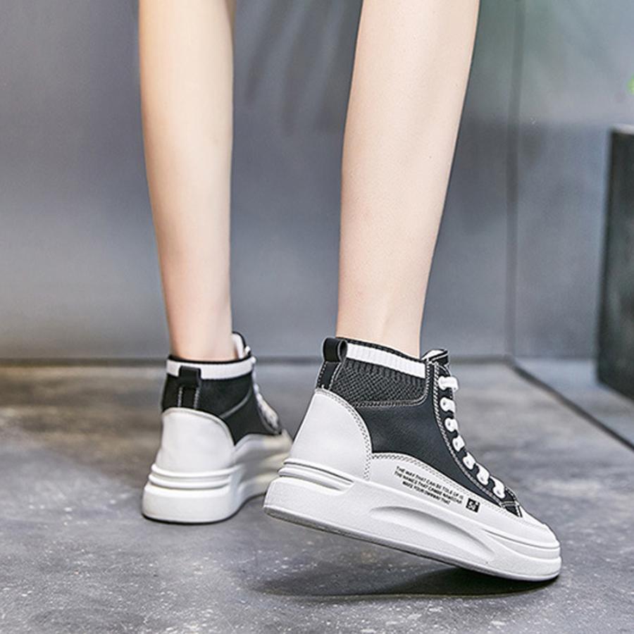ショートブーツ | 厚底 シューズ スニーカー プラット 韓国風 おしゃれ ハイカット 靴スポーツ 履きやすい 疲れない レースアップ レディース