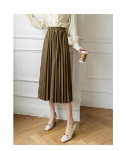 スカート | ロングロング 春 秋 プリーツ レデイース  体型カバー 着痩せ 通勤 通学 裏地付き ウエストゴム ゆったり お呼ばれ 楽チン 女子会 キレイめ