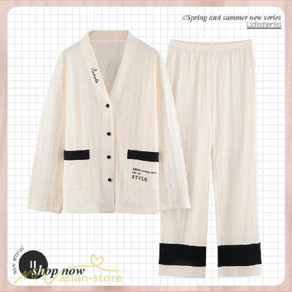 パジャマ ルームウェア | パジャマ ルームウェア レディース 春夏秋 長袖 綿ルームウェア 大きいサイズ 上下セット きれいめ 可愛い セットアップ 部屋着 トレンド 寝巻き 韓国風 女性着