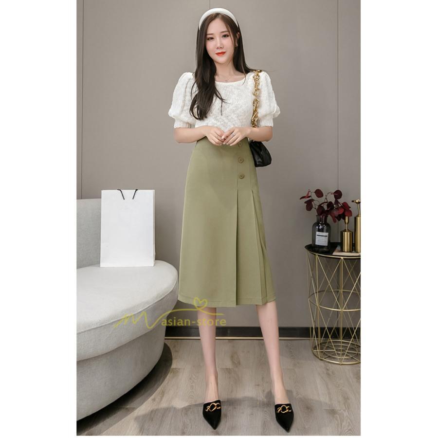 スカート | タイトボタン 膝下 ミディアム丈 ミモレ丈 キレイめ プリーツ通勤通学 ビジネス OL オフィス 春夏秋 2022新作 20代30代40代 着回し 無地人気