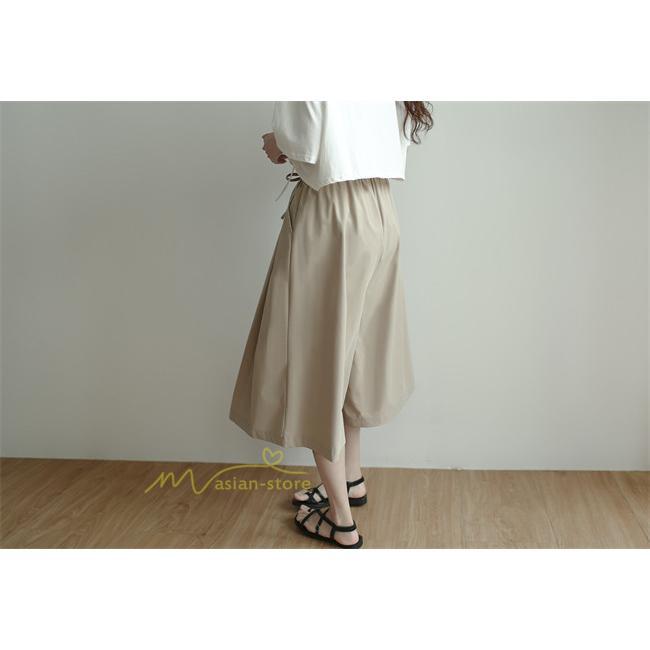 ワイドパンツ | ガウチョパンツレディース スカンツ スカーチョ リラックスパンツ 無地 ウエストゴム ゆったり シンプル 体型カバー おしゃれ ガウチョ ボトムス