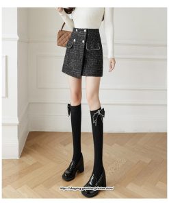 スカート | ミニレディース Aライン タイト ショート丈 キュロットラシャ 暖か カジュアル お出かけ 韓国風 2022秋冬 着回し 通勤 新作