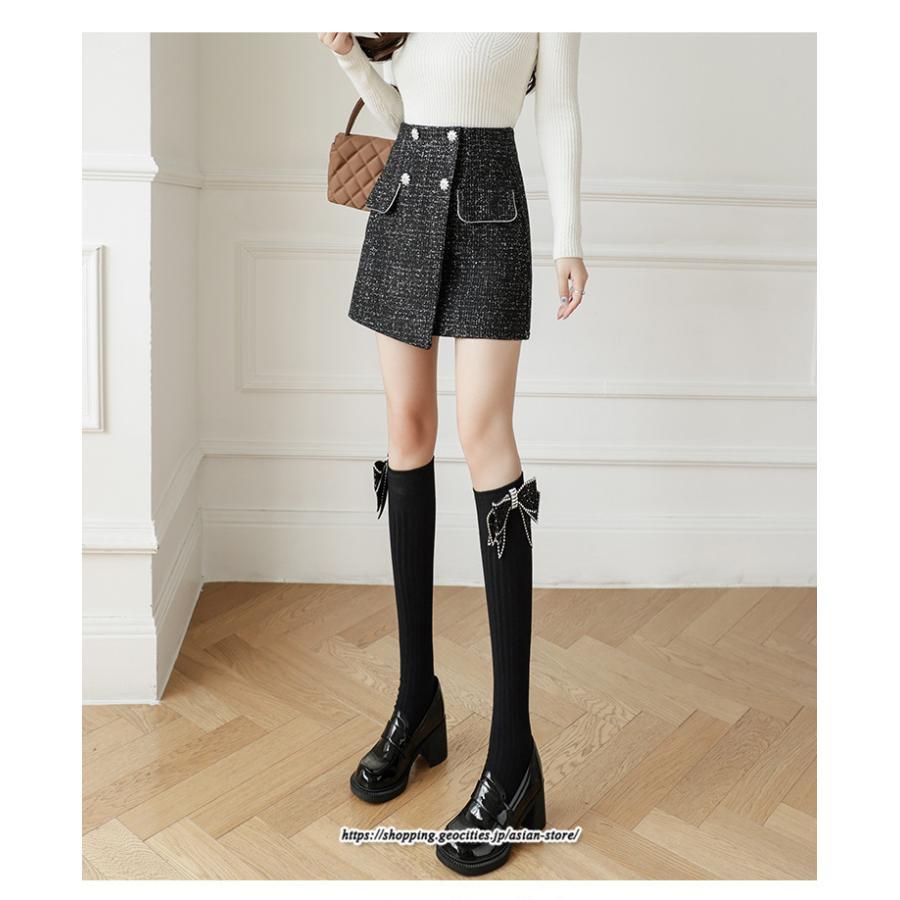 スカート | ミニレディース Aライン タイト ショート丈 キュロットラシャ 暖か カジュアル お出かけ 韓国風 2022秋冬 着回し 通勤 新作