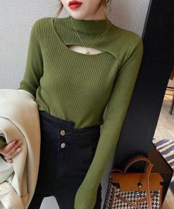 ニット・セーター | ニットトップス 胸開き プチハイネック