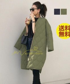 ダウンジャケット コート | キルティングコート レディース コート 中綿コート 冬 キルティング 無地 軽量 防寒 大きいサイズ 暖かい アウター ノーカラー 秋 ブラック あったか トレンド