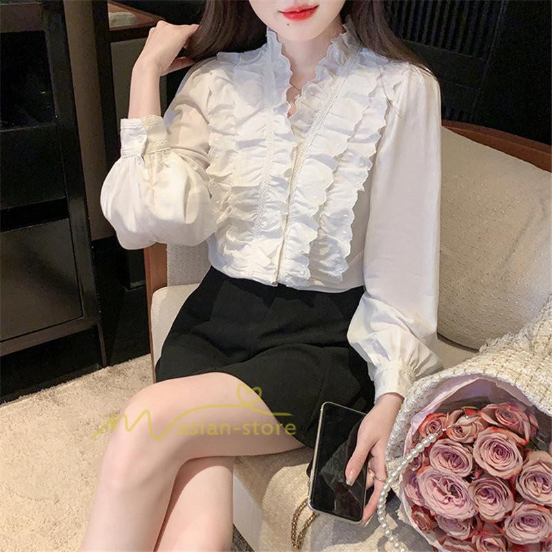 シャツ・ブラウス | ブラウス レディース 長袖 フォーマル 白 オフィス 無地 シャツ ビジネス フリル おしゃれ 入学式 卒業式 上品 お出かけ 面接 カジュアル 20代30代40代 きれいめ