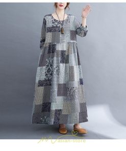 マキシ | 長袖ワンピース 秋物 レディース ロングワンピース チェック 夏 30代40代 大人 秋ワンピース 新作 ワンピース ゆったり 広い裾 Aラインワンピ 可愛い 旅行