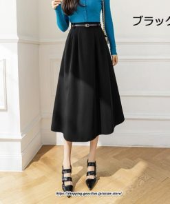 スカート | ロングきれいめ レディース Aラインデート 20代 30代 40代 50代 秋 冬 あったか 通勤 ハイウエスト お出かけ 細見え ベルト付き