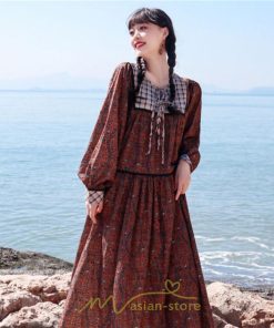 マキシ | ワンピース 長袖 春夏秋 レディース きれいめ ロング丈 カシュクール リゾート 花柄 体型カバー 着痩せ ゆったり エスニック レトロ 海 ビーチ リゾート 旅行