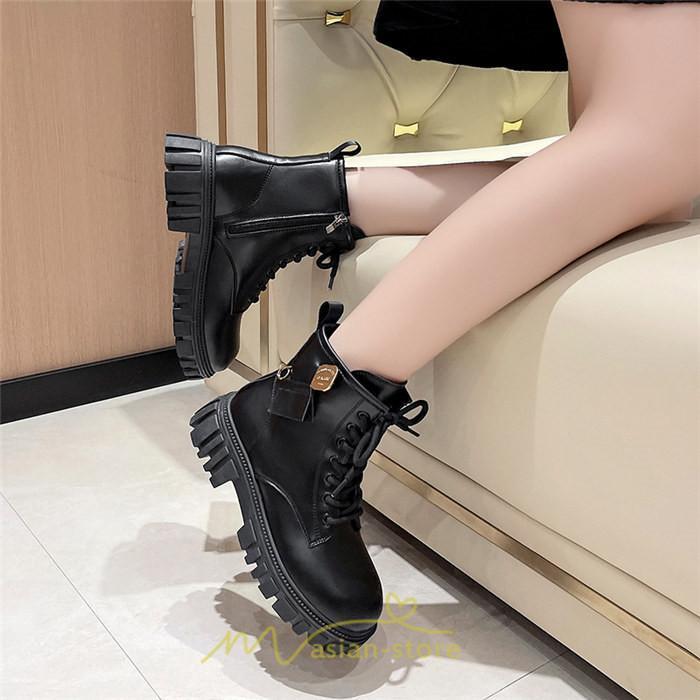 ショートブーツ | ブーツ レディース 黒 低反発 黄色 白 編み上げ 歩きやすい 足が痛くならない 厚底 おしゃれ 春 50代 40代 秋 30代 新作 20代