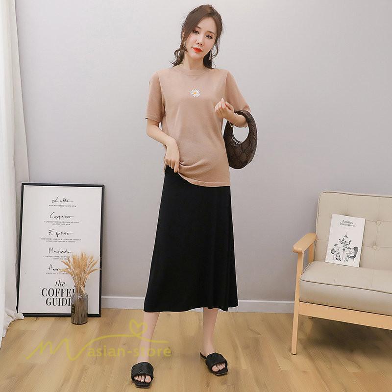 スカート | マタニティレディース Aラインロング丈 マタニティウェア 妊婦服 カジュアル 体型カバー 春 夏 ウエスト調整 ゆったり マタニティ