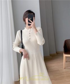 ニットワンピース | レディース 冬 きれいめ ロング おしゃれ 秋冬 長袖 送料無料 可愛い 着痩せ Aライン 20代30代40代50代 韓国風 ハイネック
