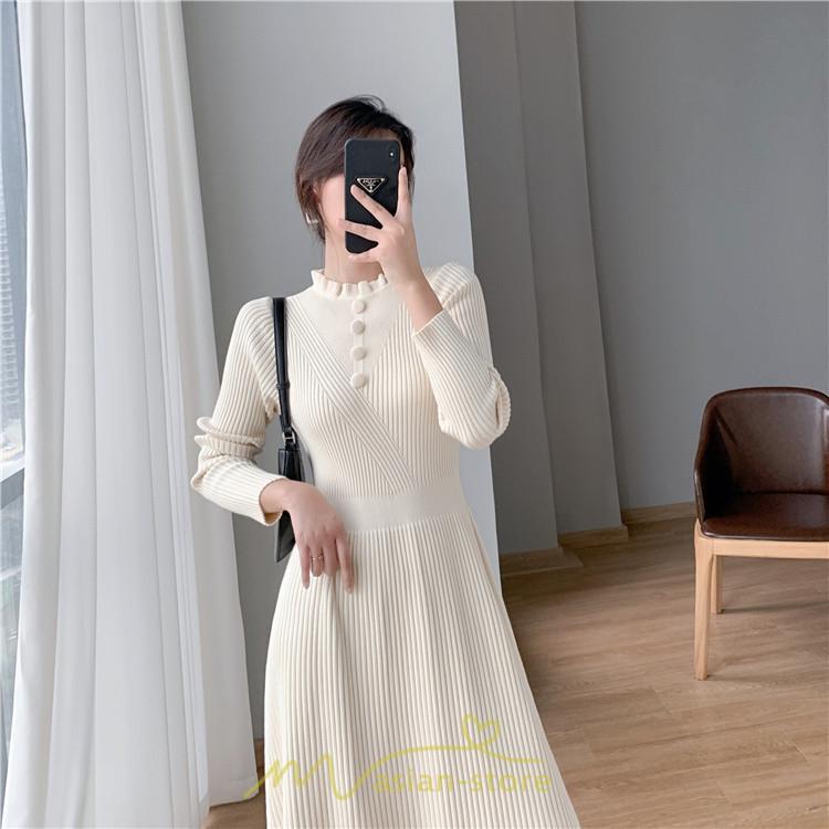 ニットワンピース | レディース 冬 きれいめ ロング おしゃれ 秋冬 長袖 送料無料 可愛い 着痩せ Aライン 20代30代40代50代 韓国風 ハイネック