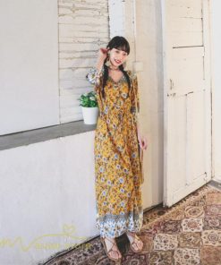 マキシ | マキシワンピース 春 夏 秋 レディース ワンピース 旅行 7分袖 カジュアル ロングワンピース 40代 花柄 旅行着 ゆったり 20代30代 Aラインワンピース お出かけ