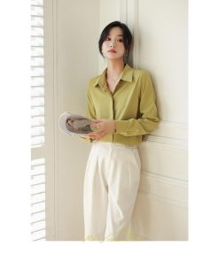 シャツ・ブラウス | ブラウス レディース オフィス 白 ホワイト おしゃれ 長袖 シャツカジュアル 制服 緑 グリーン シフォン 通勤 OL 二次会 上品 お仕事 デート お出かけ 女子会