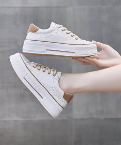 スニーカー | レディースシューズ レースアップ ローカット 厚底靴 履きやすい キャンバス カジュアルシューズ フラットシューズ