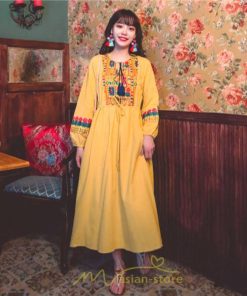 マキシ | ワンピース 個性的 ロングワンピース 細見えワンピース エスニック 綿麻 リゾート ワンピ 長袖 刺繍 カジュアル 大人 春夏秋 きれいめ 上品 ゆったり 体型カバー