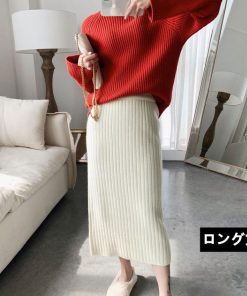 スカート | ニットタイトリブニット セクシー スリット レディース オフィス 膝丈 ミモレ丈 ロングストレッチ 柔らか シルエット 秋冬 大人