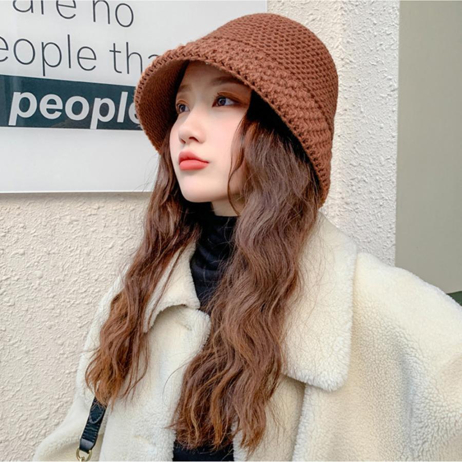 ニット帽 | 折りたたみ 小物 おしゃれ ニットバケットハット 韓国風 あったか 秋冬物 レディース ニットキャップ ニット帽子 大人