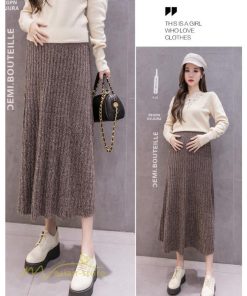スカート | マタニティ秋 冬 ニット コーデ ロング丈 Aラインマタニティウェア 産前 産後 ゆったり ウエスト調整 きれいめ ハイウエスト 上品