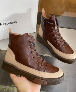 ショートブーツ | レディース ブーティー 太ヒール ブーツ ショートヒール カジュアル レースアップ 厚底 歩きやすい 厚底ブーツ コスプレ靴 編み上げブーツ