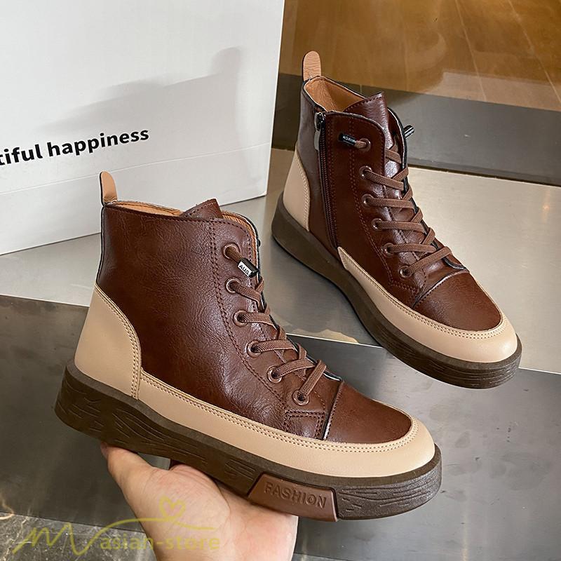 ショートブーツ | レディース ブーティー 太ヒール ブーツ ショートヒール カジュアル レースアップ 厚底 歩きやすい 厚底ブーツ コスプレ靴 編み上げブーツ