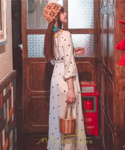 マキシ | ワンピース 七分袖 春夏秋 ロング丈 コットン 大人可愛い  ゆったり 柔らかい シンプル カジュアル ナチュラル 旅行 Aライン エスニック 着痩せ 刺繍 リゾート