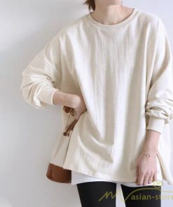 ｔシャツ・カットソー | ボーダー＆無地ビッグプルオーバー レディース トップス Tシャツ オーバーサイズ トレーナー 長袖 可愛い 20代30代40代 シンプル ゆったり ロングＴ