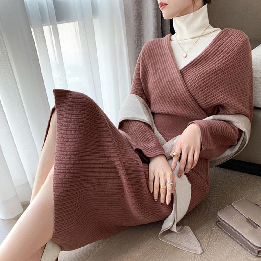 ワンピース | カシュクールニット韓国風