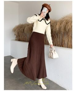 スカート | プリーツ ロング丈 ボトムス レディース ニットニット あったか 20代 30代 40代 秋 冬 韓国風 デート こなれ感 新作 秋冬物 お呼ばれ