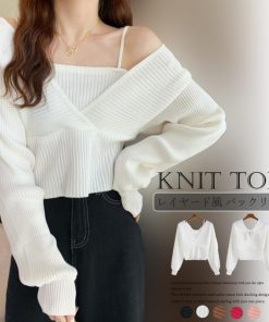 ニット・セーター | ニットトップス レイヤード風 韓国風