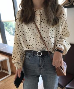 Tシャツ・カットソー | おしゃれ レディース シフォンブラウス ブラウス ドット柄 シャツブラウス ゆったり トップス 水玉模様 オフィス 長袖