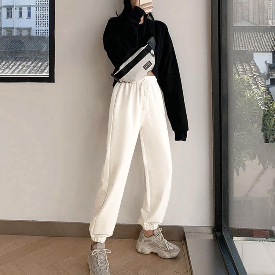 サルエルパンツ | ロングパンツ カジュアル 無地 ウエストゴム ヨガウェアパンツ レディース 韓国 スウエットパンツ