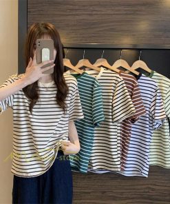 tシャツ・カットソー | Tシャツ レディース 春夏 トップス カットソー 半袖 シャツ ストライプ柄 20代30代40代50代 カジュアル お出かけ 上品 韓国ファッション 着回し 着痩せ 快適