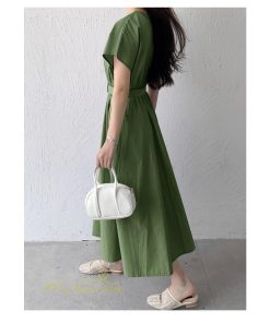 マキシ | 夏ワンピース ロングワンピース フレア 無地 半袖 ベルト付き Aラインワンピース レディース ワンピ 可愛い 体型カバー 大きいサイズ ゆったり カジュアル