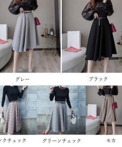 ひざ丈スカート | レディース 膝丈 ベルト付き フレアスカート スカート Aライン スカート ハイウエスト