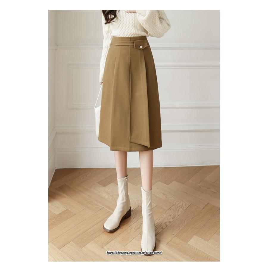 スカート | レディース 秋 冬 秋冬 ミモレ丈 膝丈 ロング 無地 ミディアム丈 ひざ丈 送料無料 Aライン ハイウエスト おしゃれ 通勤 通学 ラシャ 2022年秋冬 暖か