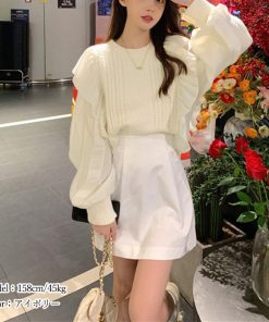ニット・セーター | フリルニットトップス レディース 韓国風