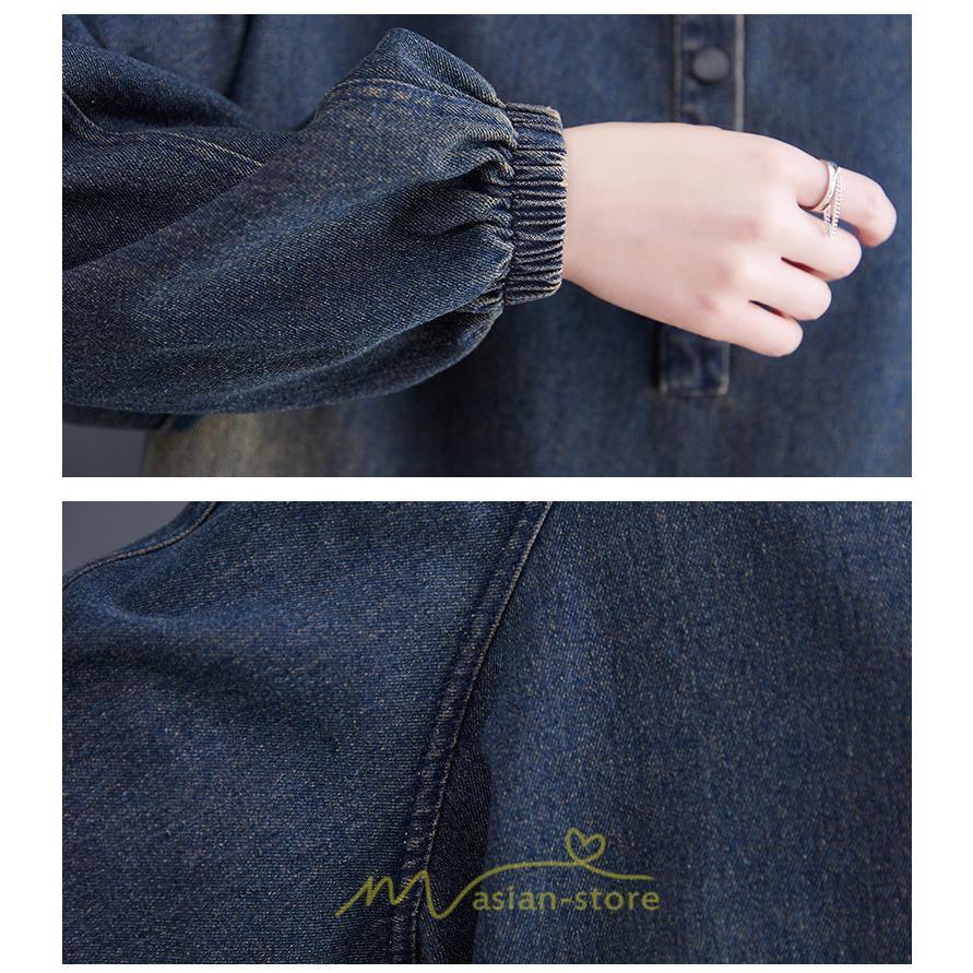 パーカー | デニム デニムレディース プルオーバー フード トレーナー チュニック ワンピース マタニティ 秋 冬 デニムワンピース 大きいサイズ