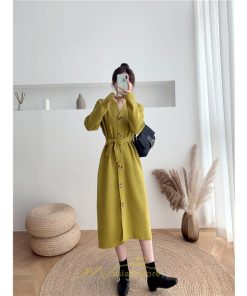 ニットワンピース | ニット ワンピース レディース 秋冬 春  Vネック 長袖 ロング丈 スリット キレイめ 上品 お出かけ 送料無料 女子会 二次会 同窓会 デート